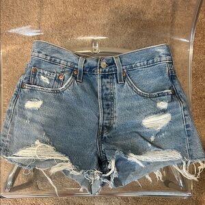 Levi's Light Blue Distressed Jean Shorts - Never Worn
